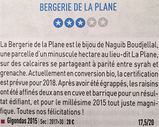 Bettane et Dessauve 2017 - Bergerie de la Plane Gigondas 2015